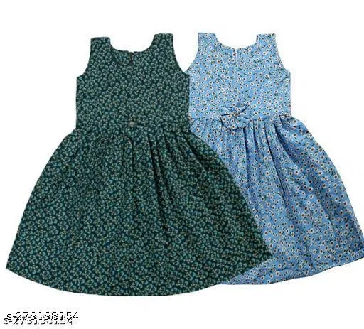 Pack Of 2 Frocks & Dresses for Girls (Green, 4-5 Years)