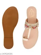 Synthetic Open Toe One-Toe Flats for Women 
