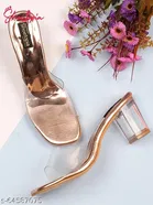 Shoetopia Pink Patent Leather Block Heels 
