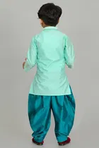 Dupion Silk Embroidered Kurta with Patiyala Set for Boys 