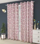 Polyester Printed Window & Door Curtains (Pack of 2) (Pink, 5 feet)