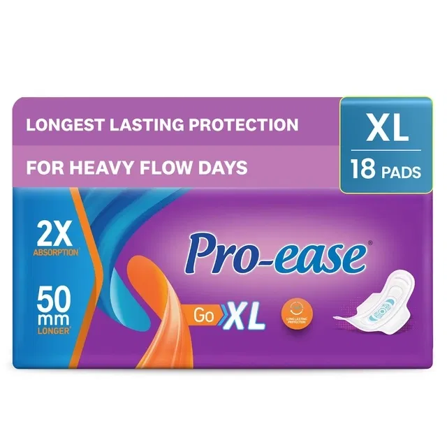 प्रो-ईजी 2X एब्ज़ॉर्प्शन सैनिटरी पैड्स XL (18 पैड्स)