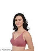 Cotton Blend Solid Bras for Women, Pink & Purple, Pack of 2 