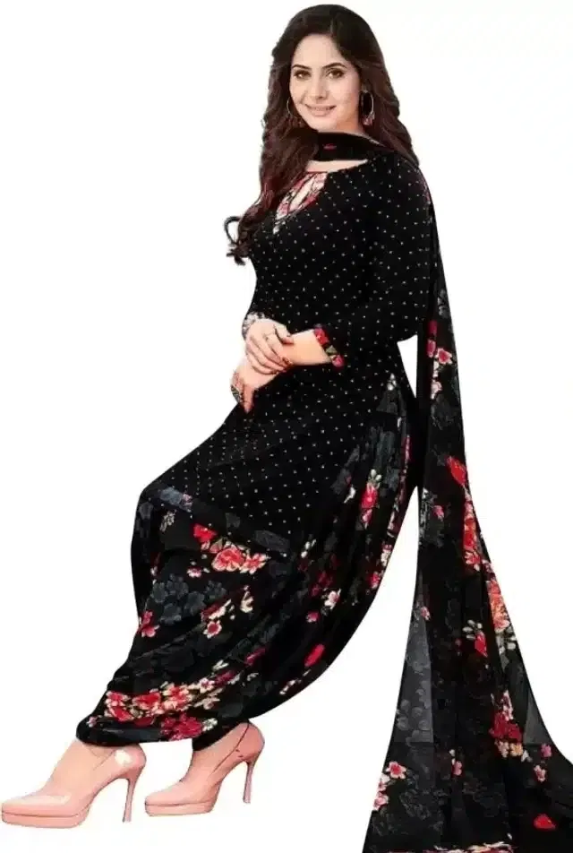 Crepe Unstitched Suit for Women (Black, Free Size)