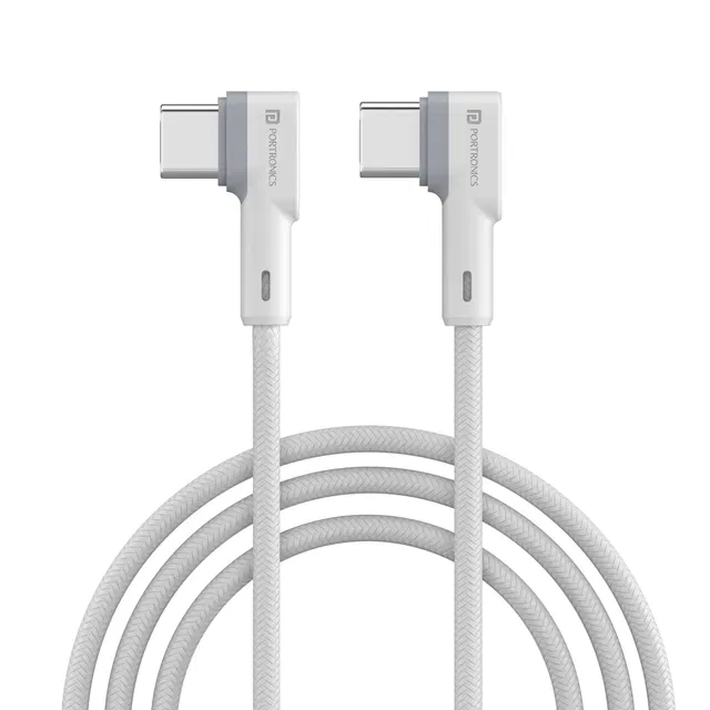 पोर्ट्रॉनिक्स कनेक्ट एल सी टू सी केबल नायलॉन ब्रेडेड 1.2m 60w