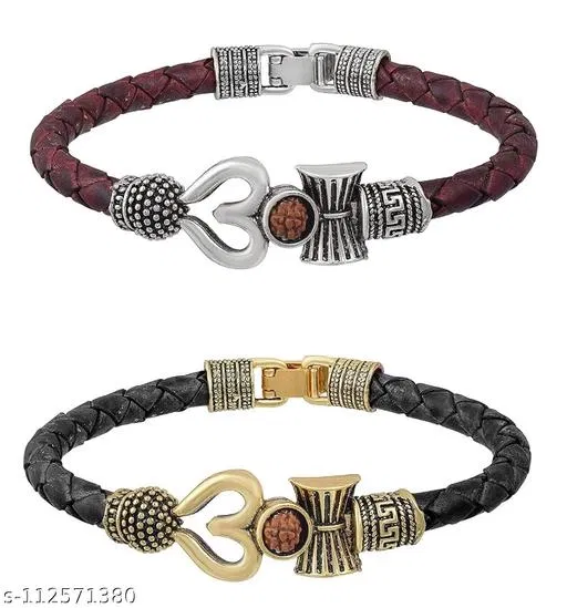 Combo Leather Bracelet for Men, Pack of 2