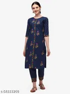 Cotton Silk Embroidered Kurta with Pant for Women 