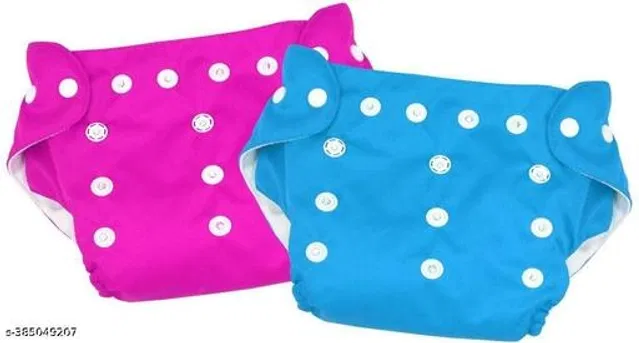 Reusable Solid Pocket Cloth Diapers for Baby (Assorrted, Pack of 2)