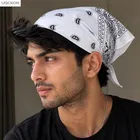 Printed Cotton Handkerchiefs for Men, Black & White, Pack of 2