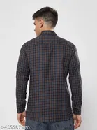 Polycotton Checked Shirts for Men, Brown 