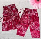Rayon Slub Printed Clothing Set for Girls, Green & Maroon , Pack of 2 