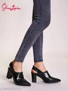 Shoetopia Black Synthetic Pumps Pointed Toe Mules 