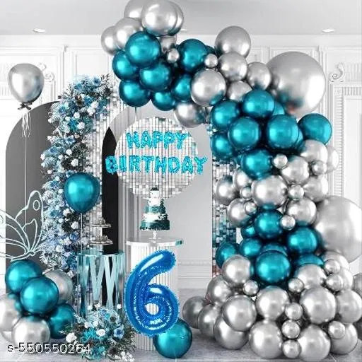 62 Pcs Pcs 6th Birthday Decoration kit, Multicolour, Set of 1
