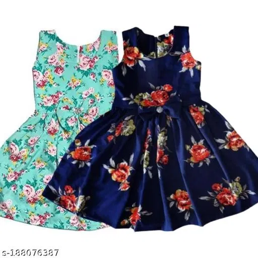 Party Dress for Girls (Aqua Blue, 5-6 Years)