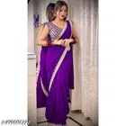 Georgette Embellished Saree For Women, Purple