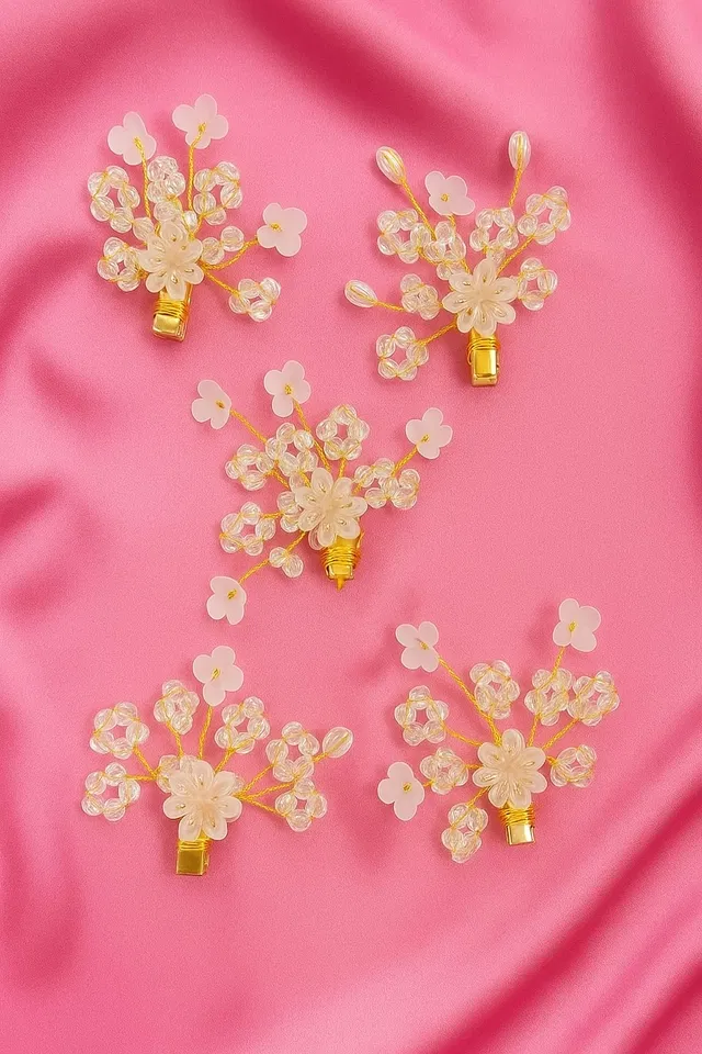 Women's Crystal Leaf & Floral Design Hair Clip Set (Pack of 5)