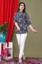 Rayon Three Quarter Sleeves Top for Women 