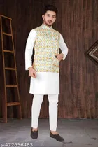 Cotton Button Kurta Set for Men 