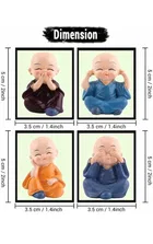 Miniature Buddha Monk Statues for Home Decor and Gifts Set of 4 