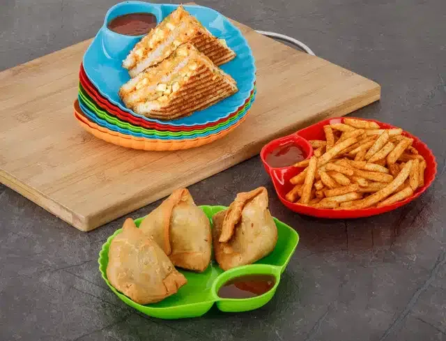 Plastic Food Plate (Assorted, Pack of 6)