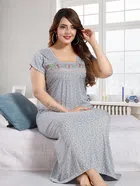 Hosiery Nightdress for Women (Grey, Free Size)