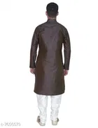 Dupion Silk Solid Kurta with Pyjama for Men 