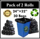 Biodegradable Garbage Bags, Black, Large [24 x 32 Inches], [15 Pcs x 2 Rolls]