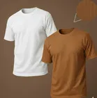 Polyester Round Neck T-shirt for Men, Multicolour, Pack of 2 