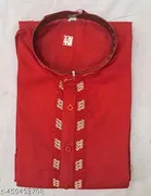 Cotton Solid Kurta for Men, Red 