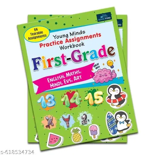 Young Minds Practice Assignments Workbook First Grade All in One Learning Book for Kids Early Skills Development Daily Practice Activities Phonics Reading Writing Maths EVS Homework Support Homeschooling Kindergarten to Class 1 Students
