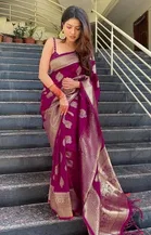 Kanjeevaram Silk Jacquard Embroidery Saree for Women 