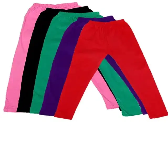 Soft & Comfortable Leggings for Girls (Pack of 5) (Multicolor, 4-5 Years)