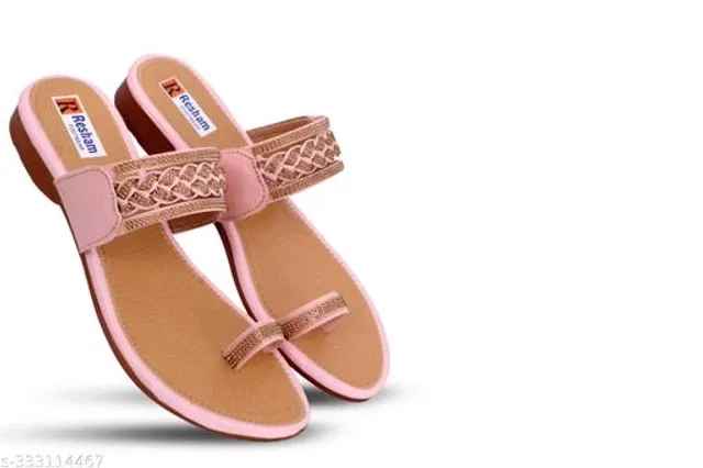 Flats for Women (Pink & Beige, 6)