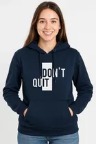 Fleece Printed Hoodie for Women, Navy Blue 