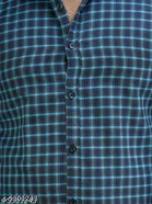 Cotton Blend Checked Shirts for Men, Blue 