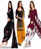 Crepe Printed Unstitched Suits for Women, Pack of 3 