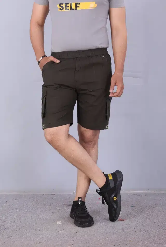 Cotton Cargo Shorts for Men (Brown, 34)