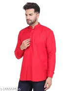 Cotton Blend Solid Short Kurta for Men 
