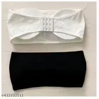 Cotton Blend Solid Bras for Women, White & Black, Pack of 2 