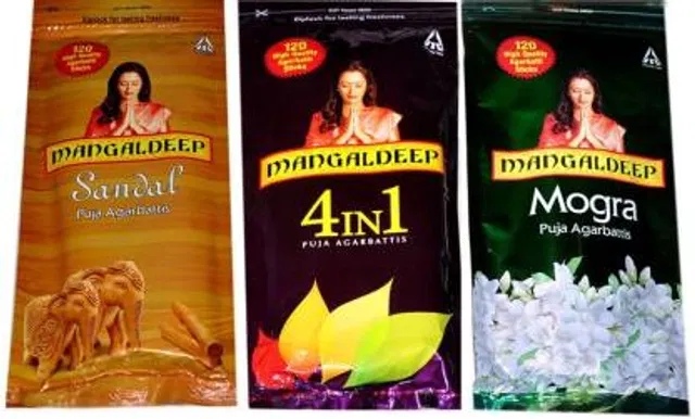 Mangaldeep Puja Agarbathis -Combo Pack-360 Ns Agarbathis-Sandal-Mogra Sandal-Mogra-3 In 1 (3, Set of 3)
