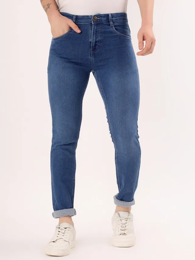 Regular Fit Solid Jeans for Men (Blue, 34)