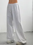 Cotton Blend Solid Trousers for Men, Grey 