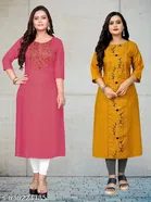Geometric Printed A-line Kurti for Women, Pack of 2 