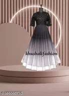 Embroidered Flared Calf Length Georgette Kurti for Women 