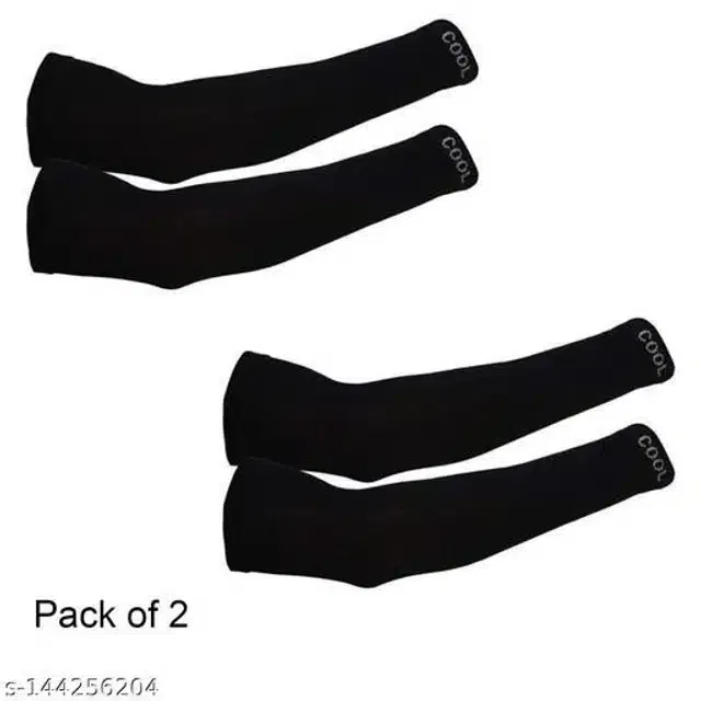 Arm Sleeves for Men & Women (Black, Set of 2)
