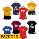 Cotton Blend Printed Clothing Set for Boys, Multicolour, Pack Of 5 