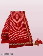 Georgette Printed Saree for Women, Red 