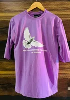 Round Neck Printed T-Shirt for Men (Lavender, S)