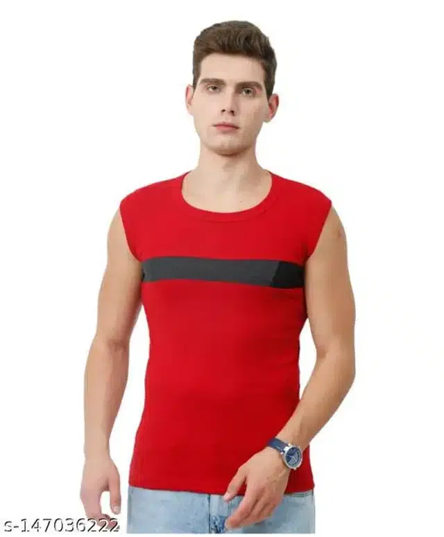 Gym Vests for Men (Red, M)