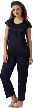 Satin Solid Night Suit for Women 